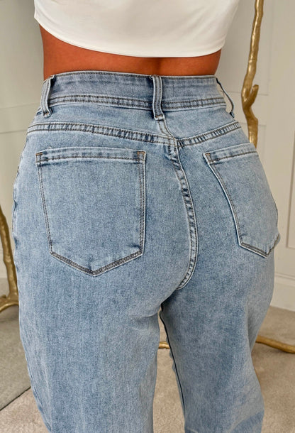 Betty Light Wash Stretch Denim Barrel Jeans