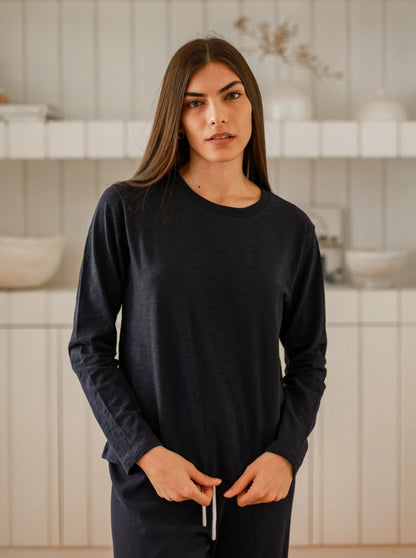 Chloe Long Sleeved Tee in Slub
