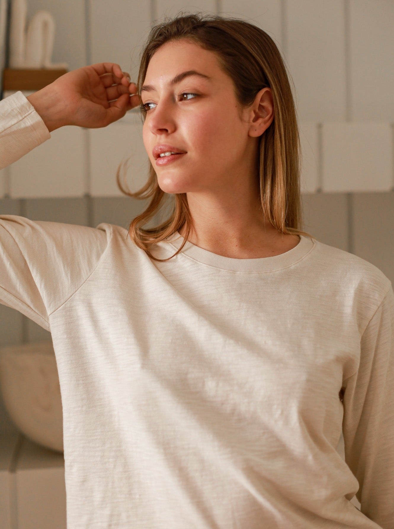 Chloe Long Sleeved Tee in Slub
