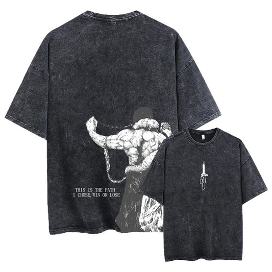 2024Men and Women Anime Printed Washed Short Sleeve Retro