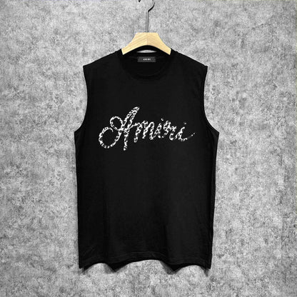 Amiri tank top silver ring snake letterprinting