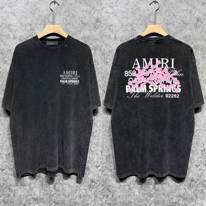 Amiri Washed Distressed T Shirt Printed Trendy Pure Cotton