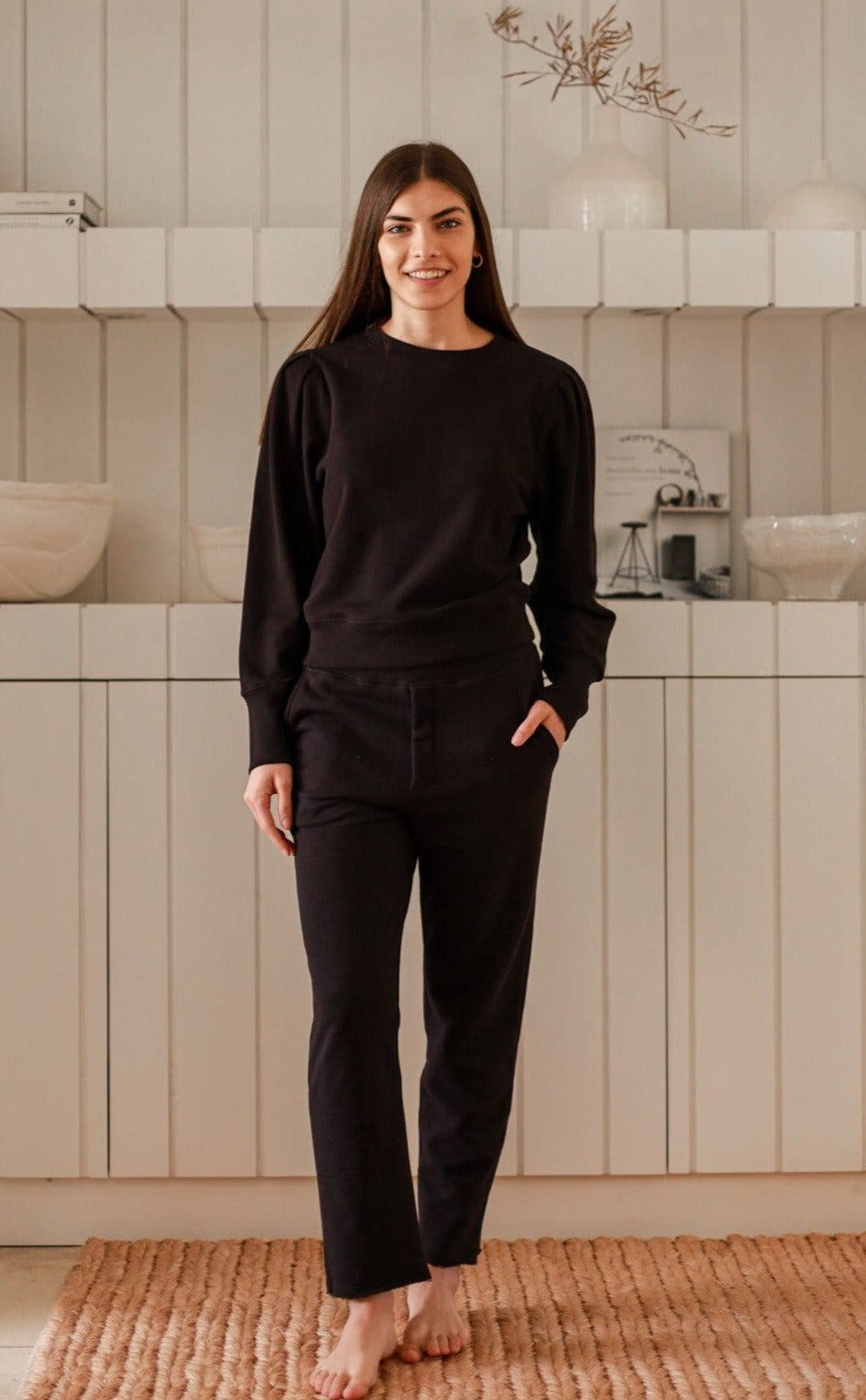 Jewel Puff Sleeve Crew