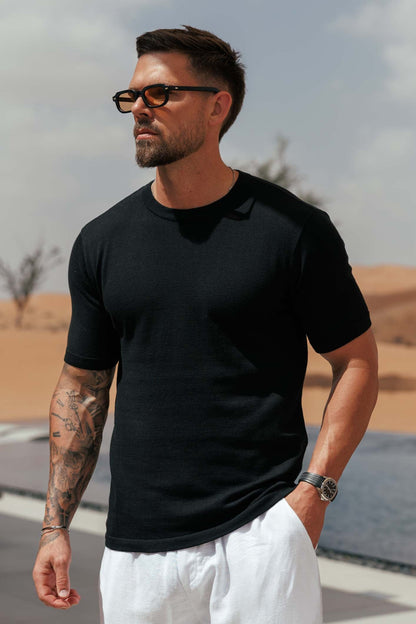 KNIT T-SHIRT - BLACK