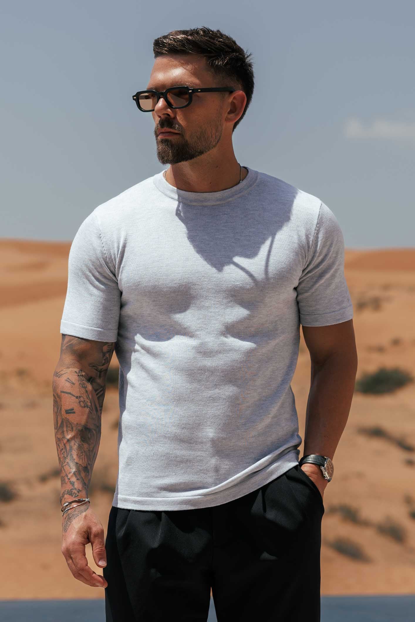 KNIT T-SHIRT - GREY