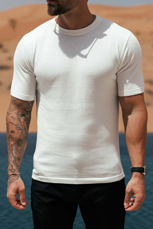 KNIT T-SHIRT - OFF WHITE
