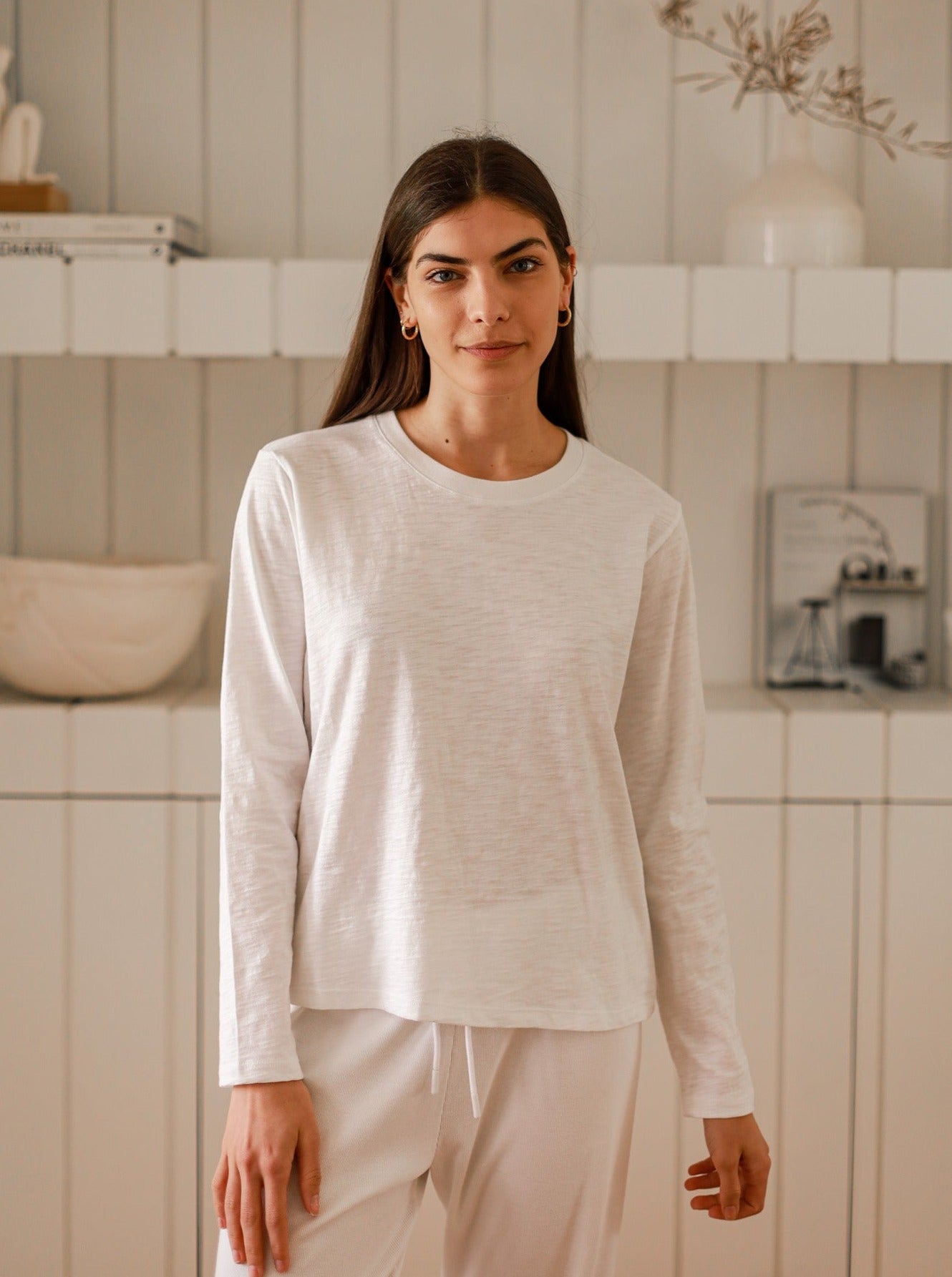Chloe Long Sleeved Tee in Slub
